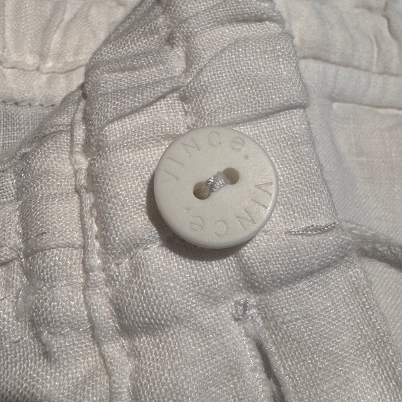 Vince White Linen Drawstring Button Fly Shorts 4” Inch Inseam size Medium EUC - Picture 11 of 15
